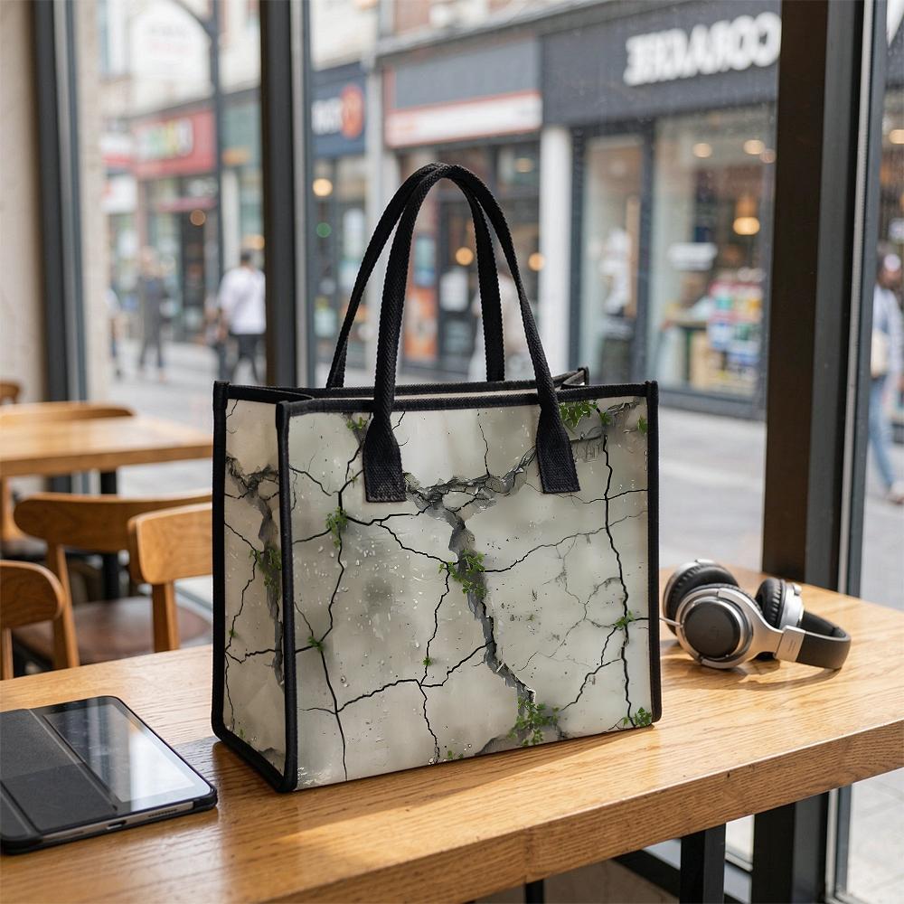 Cracked Wall Print Tote Bag Stylish Casual Daily Carry Handbag for Outdoor Shopping