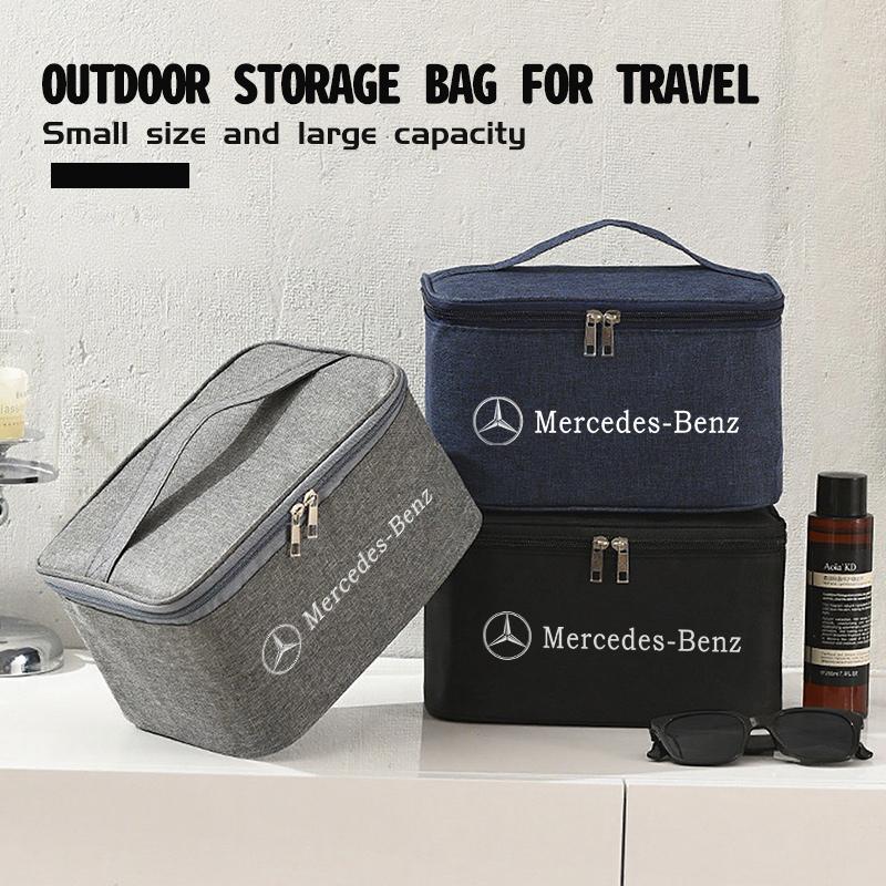 For Benz Men Makeup Bag Make Up Case Bathroom Toiletry Pouch Storage Accessories AMG VIANO GLB GLC W108 W124 W126 W169 W176 GLE