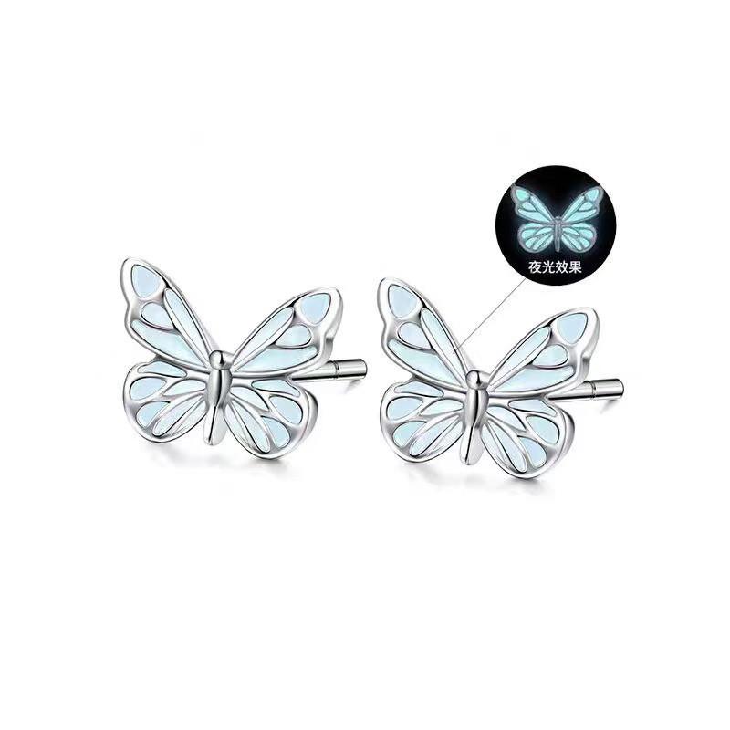 Elegant Butterfly Pendant Necklace Women Sterling Enamel Glow Design Minimalist Fashion Jewelry Gift