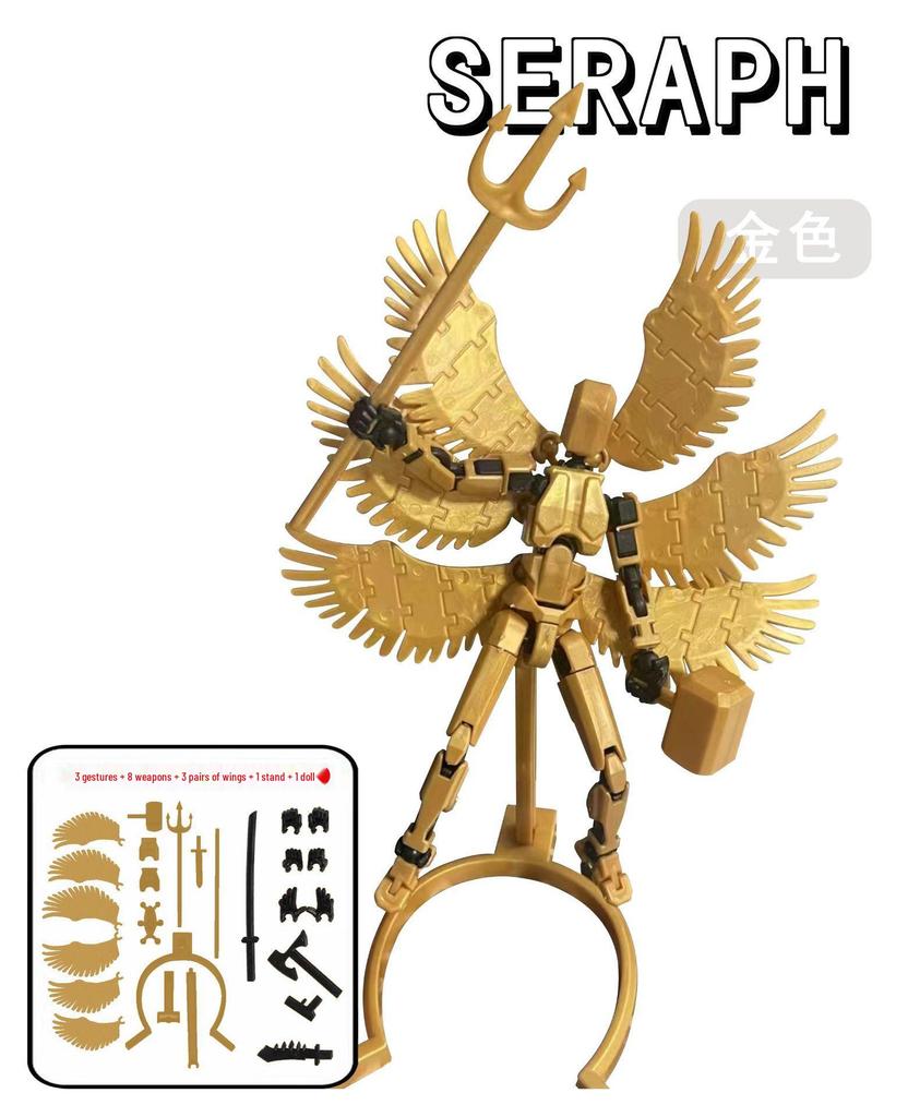 Six-Winged Angel 3D Printed Movable Doll: 13 Joints, 3rd Gen Mannequin for DIY Decompression