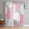 Peony Flower Sheer Curtains for Living Room Modern Voile Curtain Bedroom Tulle Curtains Window Drapes Decor