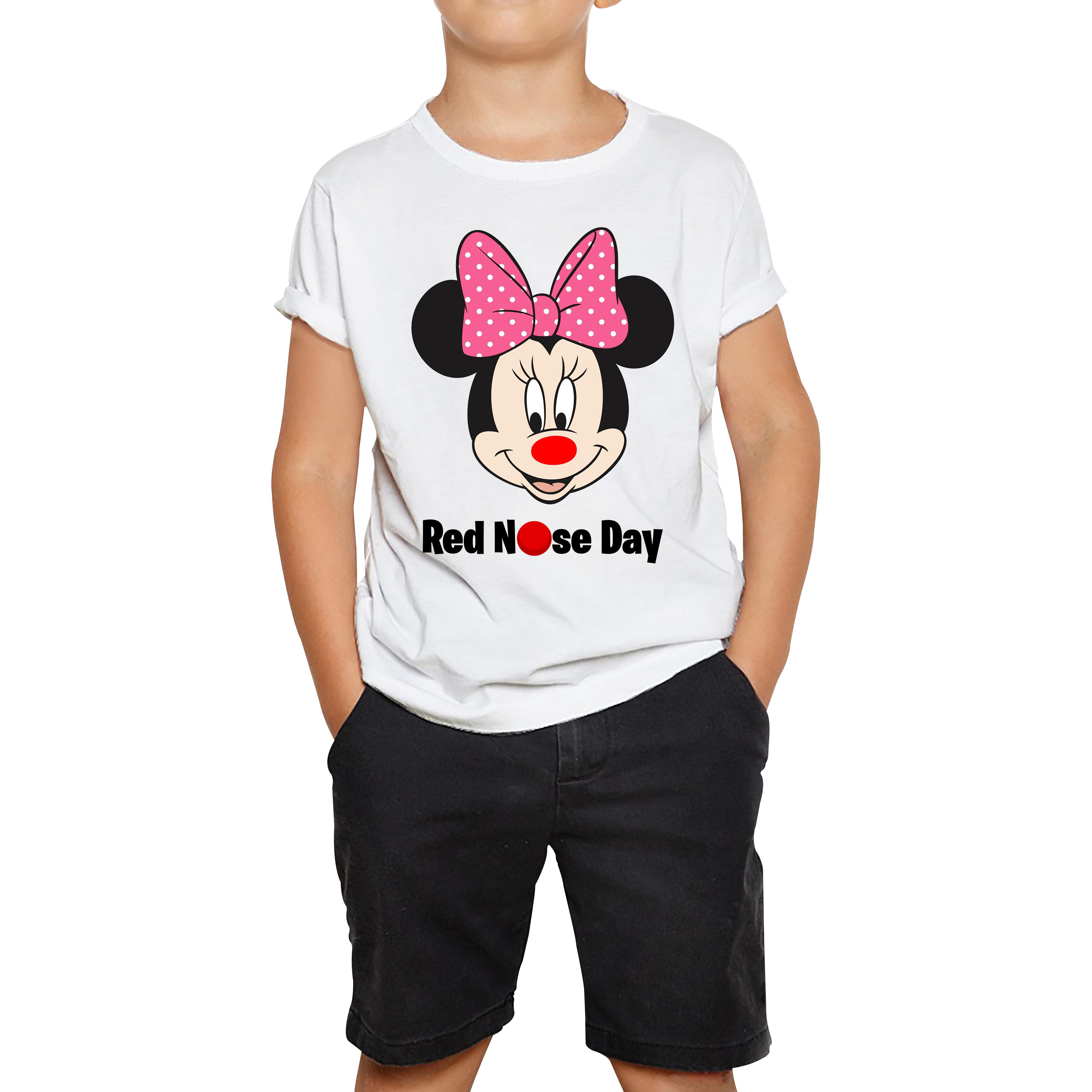 Disney Minnie Mouse Red Nose Day Kids T Shirt. 50% Goes To Charity 100