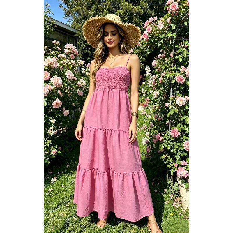 JPNTKY Women's Fashion Summer Spring Solid Color Print Sleeveless Casual Dresses