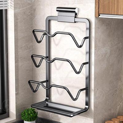 Wall-Mounted No-Drill Kitchen Rack: Multi-Functional Holder for Pot Covers and Chopping Boards