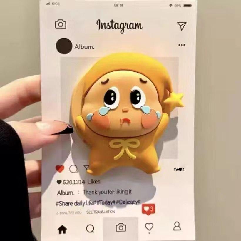 3D Silicone Cartoon Crying Star Mobile Phone Stand & Retractable Airbag Holder