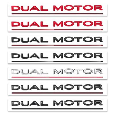 1PC DUAL MOTOR Underlined Letters Emblem for Model 3 Y S X Car Styling Refitting Trunk Badge Sticker Chrome Black Accessories