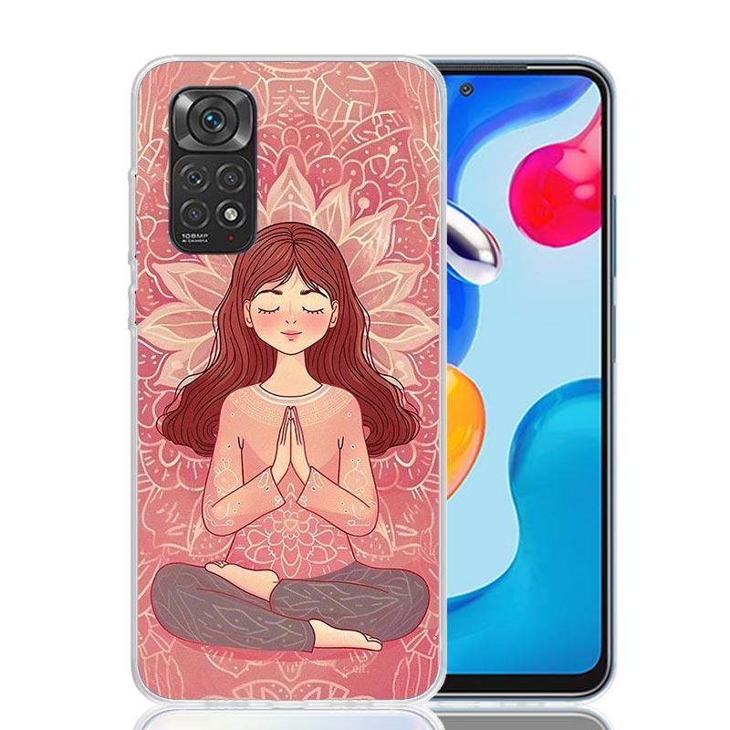 Meditation Yoga Girl Phone Case For Xiaomi Redmi Note 13 14 15 Pro Plus 12S 12 14S 11S 11E 10 10S 11 11T 5G 4G Cover Coque Redmi