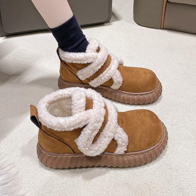 Fashion Aphixta New 4cm Chunky Heel Women Snow Boots Furry Winter Sneaker Shoes Short Plush Ladies Shoes Botas De Invierno Para Mujer