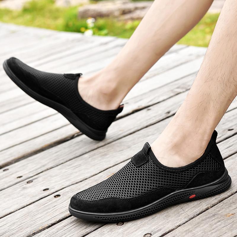 Fashion Summer Flats Men's Casual Shoes Breathable Mesh Men's Shoes Fashion Men Loafers Outdoor Non-slip Sneakers Light Walking Shoes