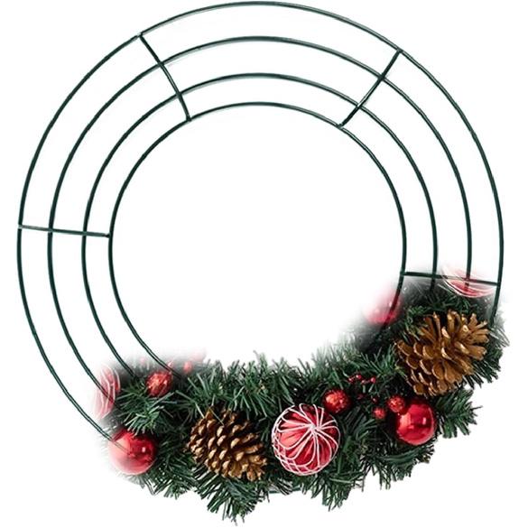 TIHOOD 6PCS 10” Wire Wreath Frame Round Metal Wreath Form for Crafts & Floral Decorations on Weddings Christmas Home Party Celebrations, Dark Green