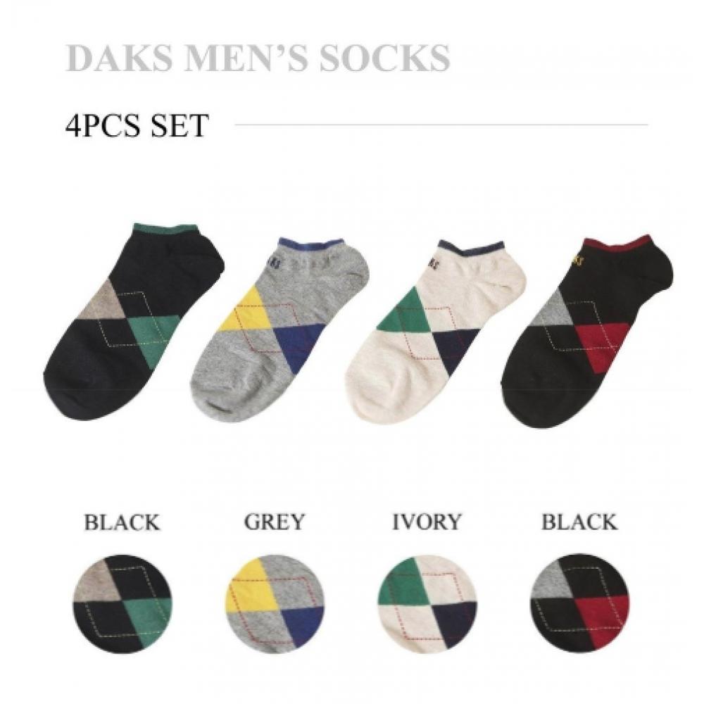 Daks Ankle 4 Pair Set Cotton Blend Check Color Mix Dbss5f901bk