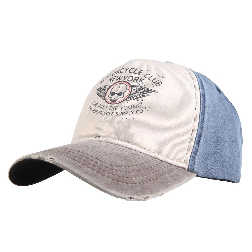 Retro Baseball Cap Cotton Washed Denim Trucker Hat Contrasting Color Distressed Pattern Print Hat Hat Unisex