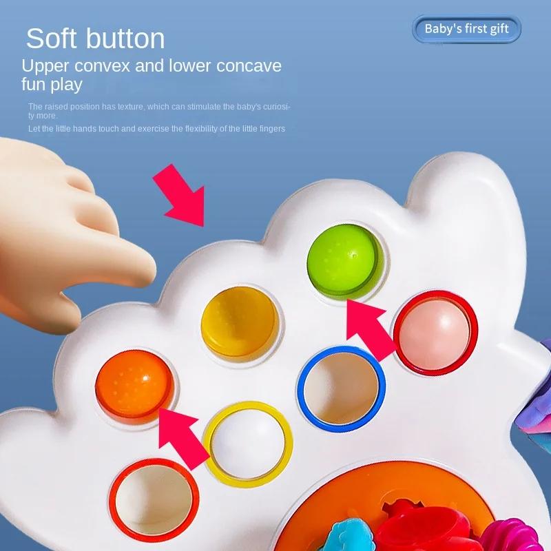 Baby Flying Saucer Rocket Pull String Teether Toys Montessori Sensory Educational Finger Grasp Training Early Cute Learning Toys