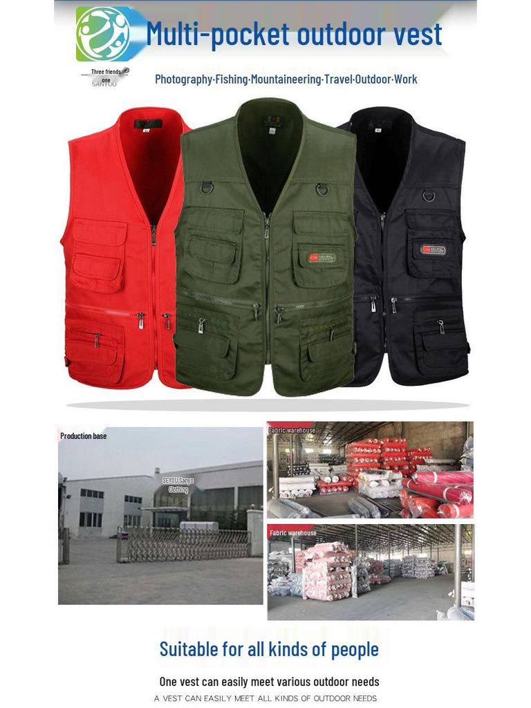 Vestă de pescuit de exterior pentru bărbați, respirabilă, cu buzunare multiple, pentru primăvară/toamnă