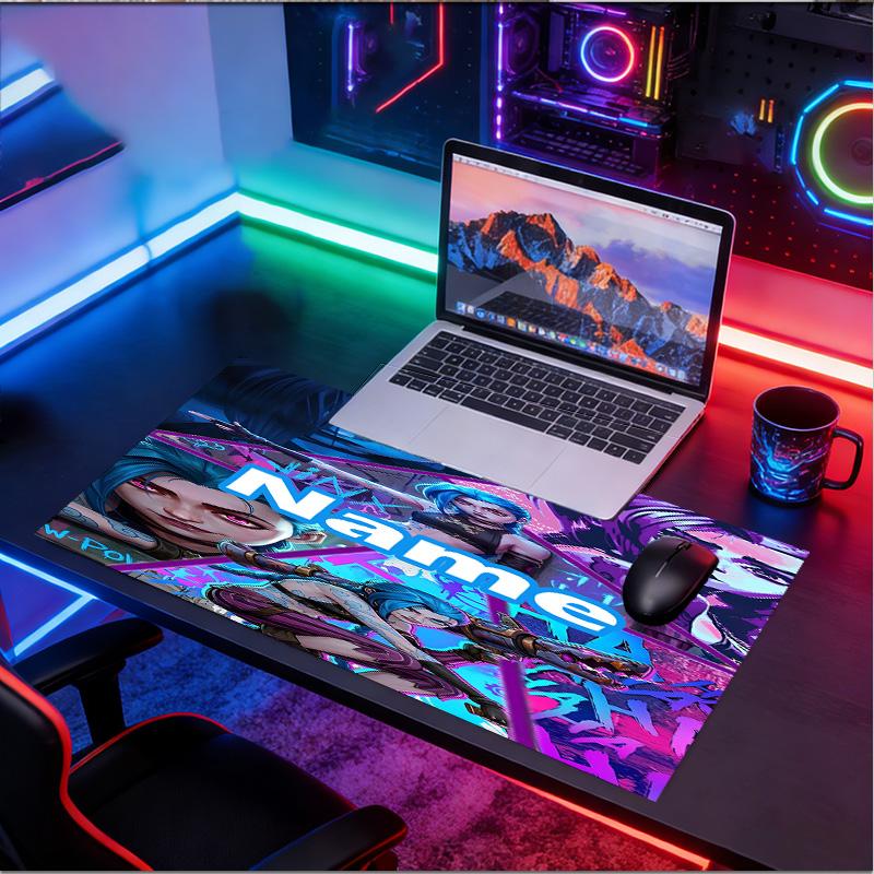 Custom Name Personalized Jinx Pattern Mousepad, Laptop PC Desk Mat, Decorative Desk Mat for Home Keyboard Pad Gift