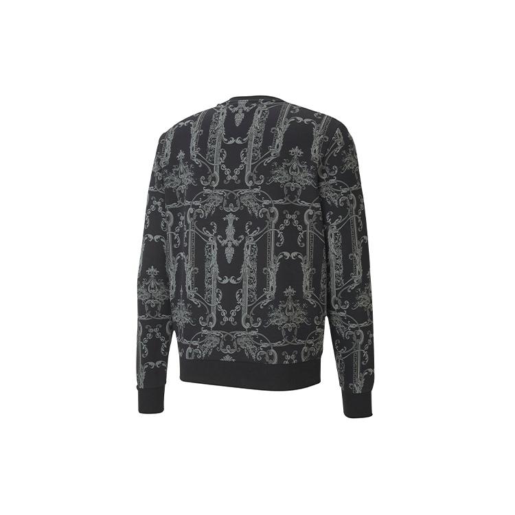 PUMA Luxe Aop Crew Casual Sports Round Neck Pullover Knit Black Men's 530305-01