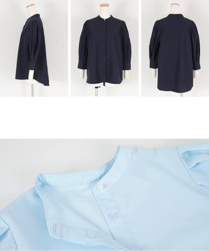 Yours Band Collar Puff Sleeve Blouse BBXU1317 L [SP] 666X Women's Off-White