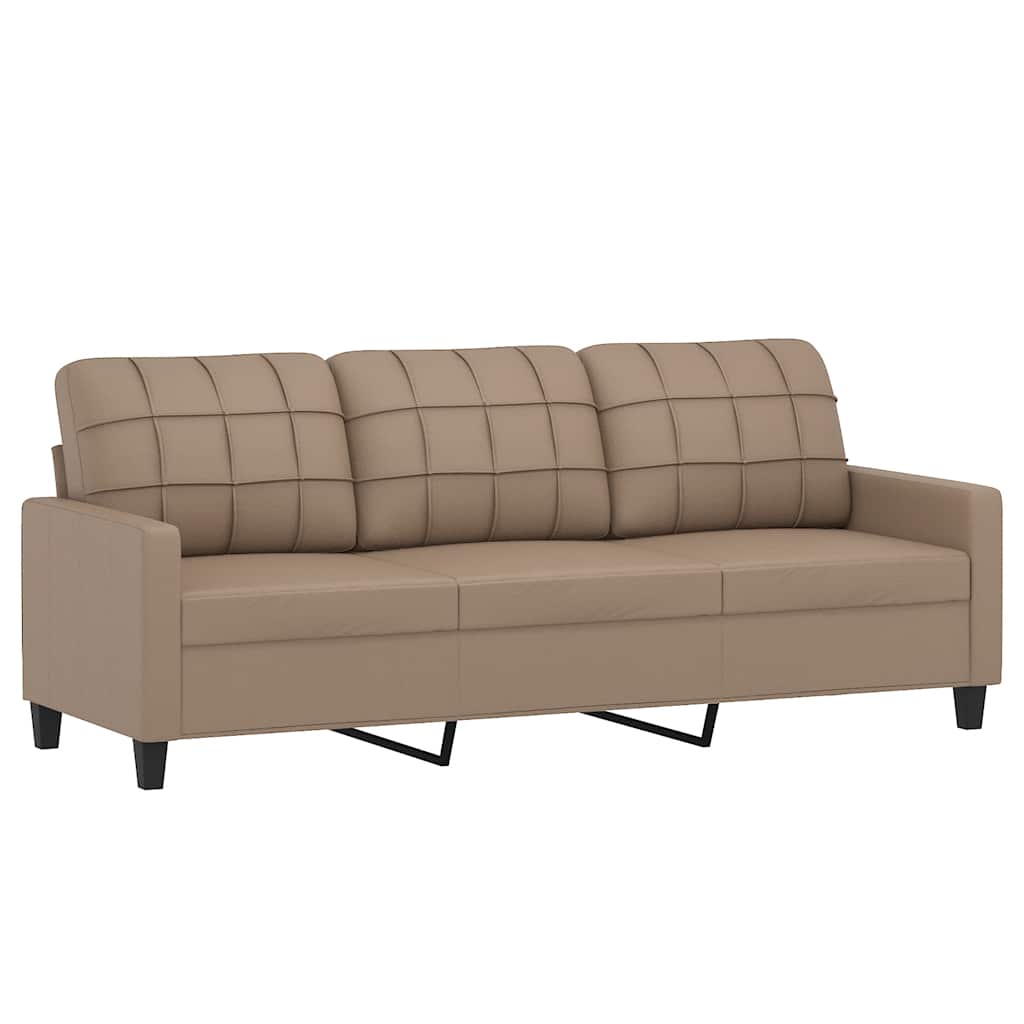 3 Seater Sofa Cappuccino Brown 180 Cm Faux Leather