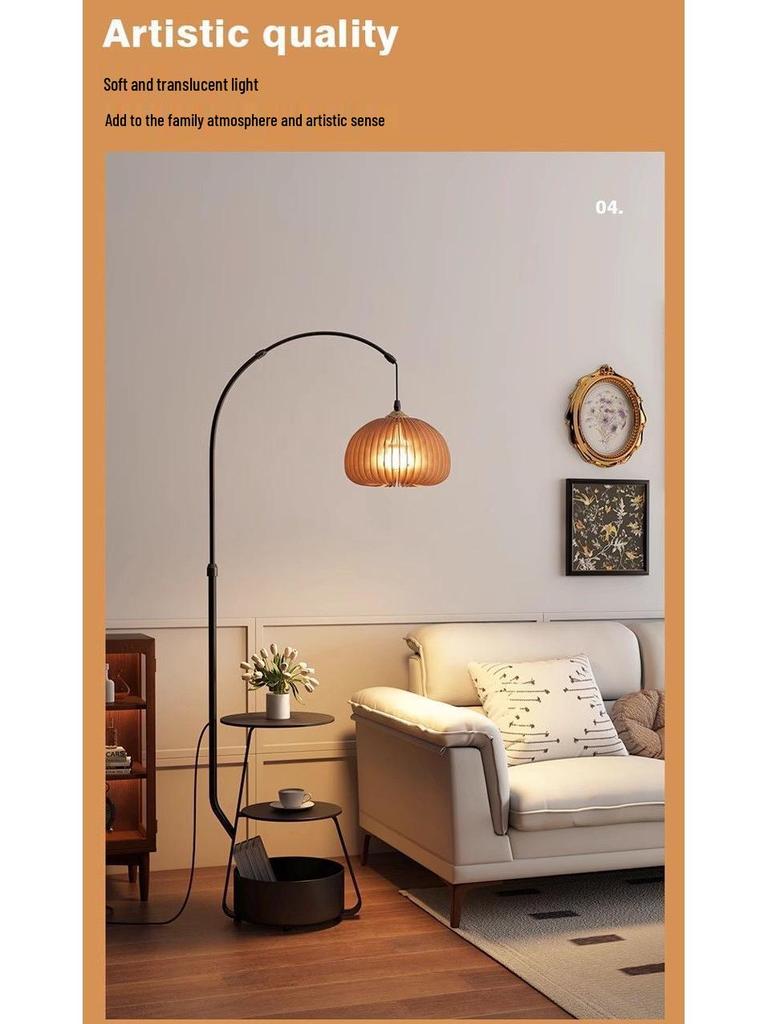 Yuzu Style Vintage Floor Lamp with Storage - Retro American Living Room, Bedroom, or Study Accent Lamp