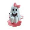 1/2Pcs Halloween Reading Ghost Figurine Pink Teacup Ghost Statue Resin Sculpture Home Office Holiday Party Desktop Decoration Ornament