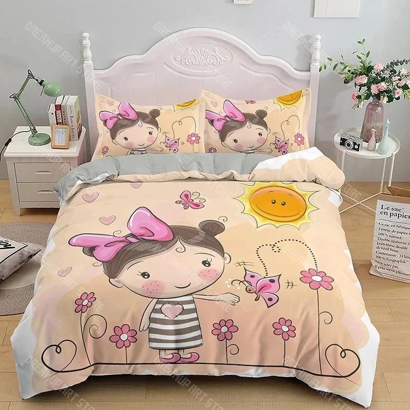 Cartoon Girly Aquarell Mode Mädchen Moderne Frauen Bettwäsche Set Jungen Mädchen Einzelbett Queen Size Bettbezug Kissenbezug Bett Jungen Erwachsene