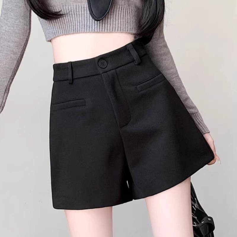 

Petite Women s High-Waisted Tweed A-Line Shorts - Slimming, Versatile, Casual Wide-Leg for Autumn/Winter (XS) 4XL