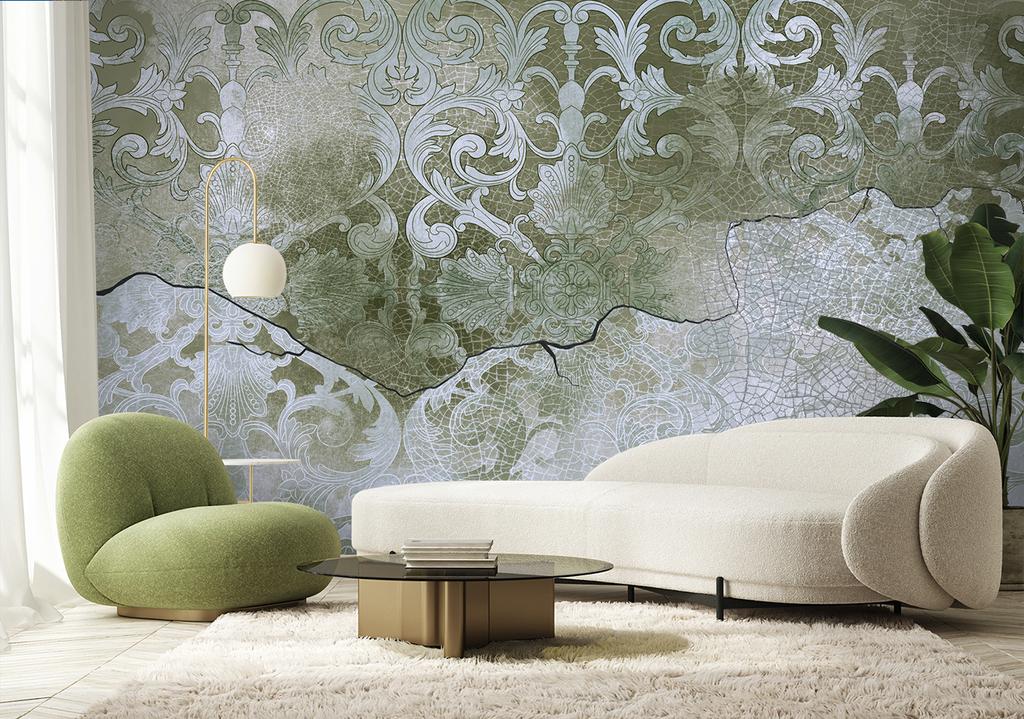 Wallpaper Green Vintage Ornament