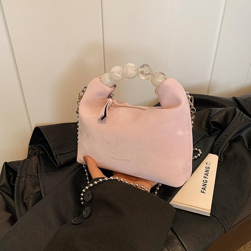 2024 New Chinese Style Beaded Handbag Women s Fashion Velvet Cloud Bag Street Trend Pu Material фиолетовый