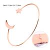 Female Open Bracelet Copper Plating Wristband Bangle with Moon Star Decoration (Gold)