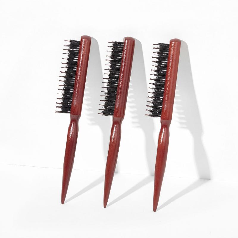 Wooden Handle Hair Comb Hairs Fluffy Three Rows Boar Bristle Combs Hairdressing Back Teasing Brushes Hairdressing Styling Tools