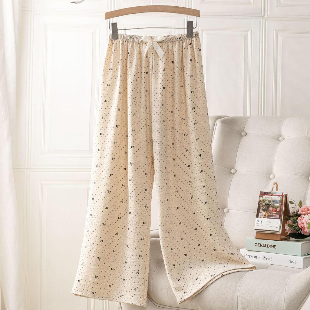 Ice Silk Linen High Waist Cartoon Print Pajama Pants for Women, Casual, Summer Style, Plus Size, Suitable for Indoor and Outdoor Wear