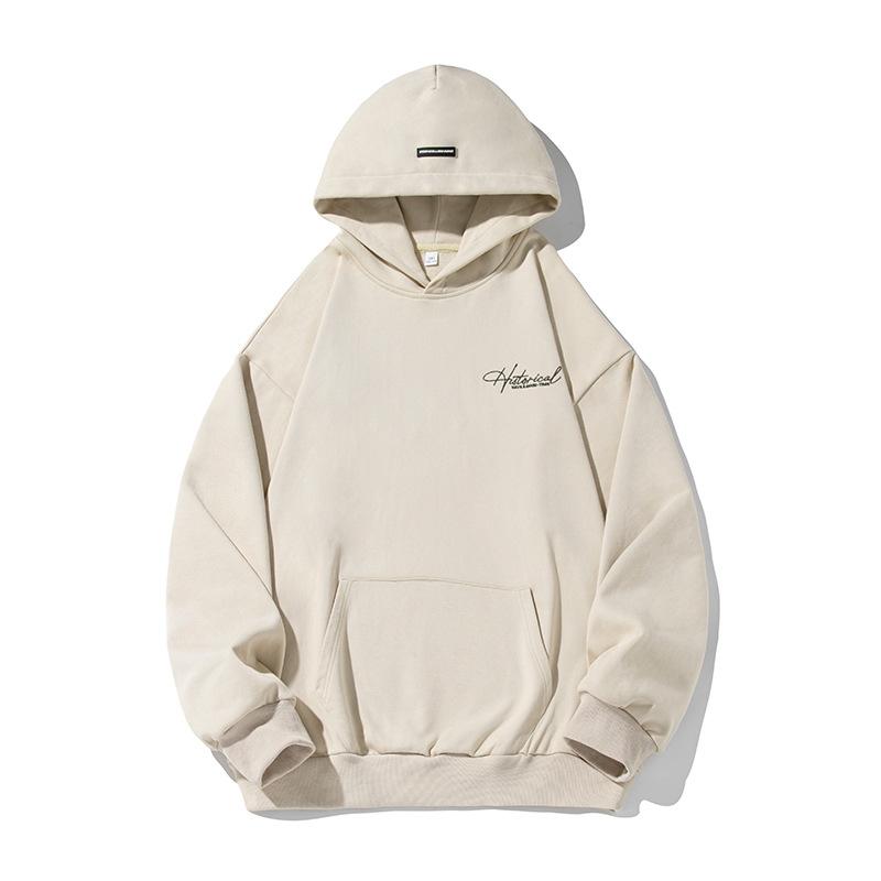400G heavy trendy brand embroidered hooded sweater men's and women's spring loose and versatile jacket