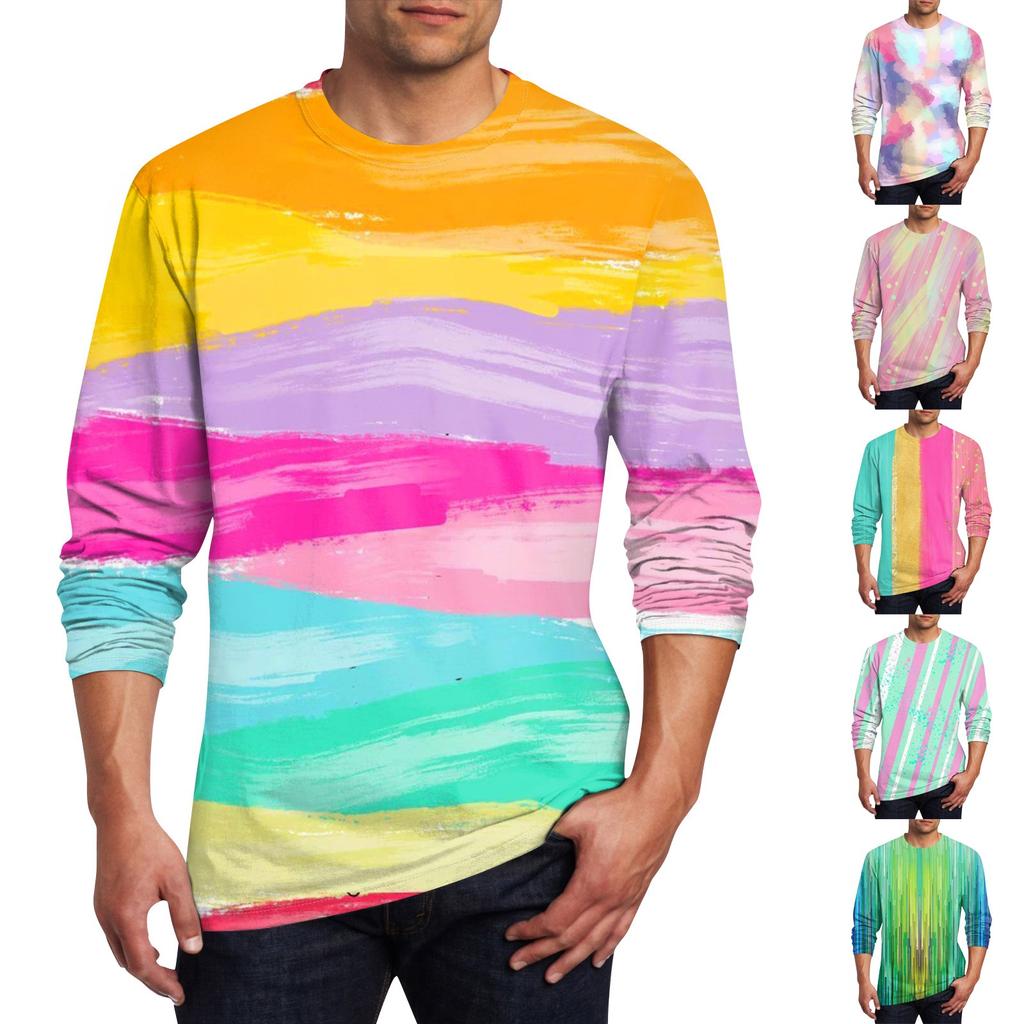 Men's T Shirt O-Neck Clothing Apparel Outdoor Long Sleeve Print Fashion Designer Vintage