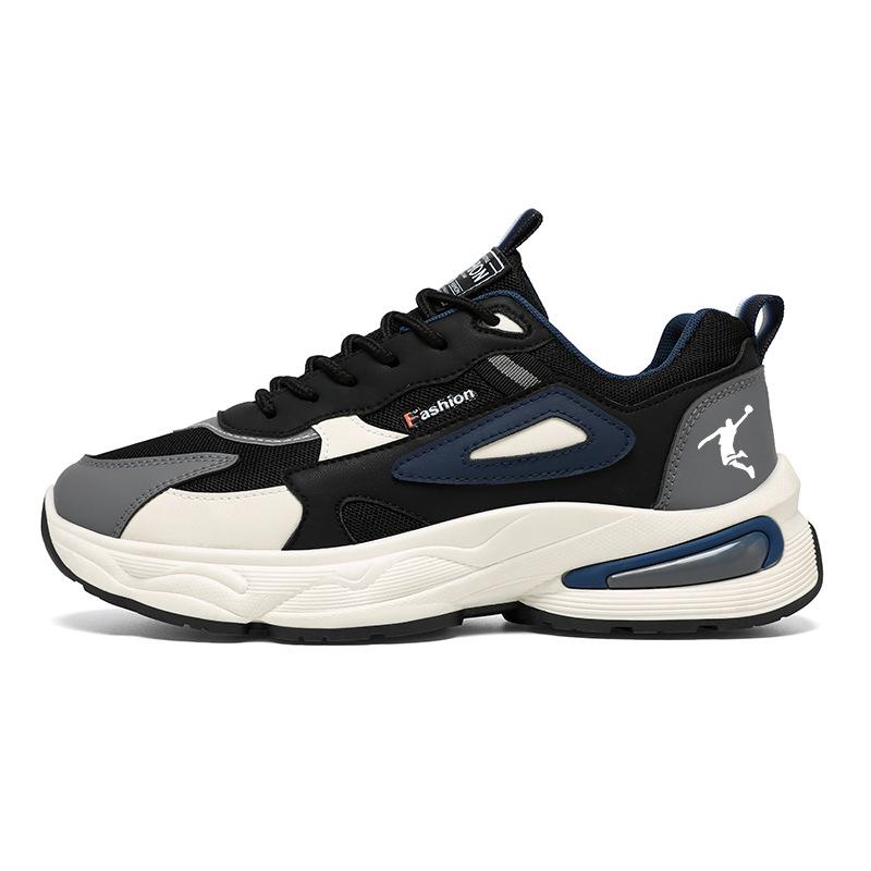 Men's Breathable Mesh Dad Shoes - Comfortable Air Cushion Running & Casual Sneakers with Thick Sole for Autumn.
