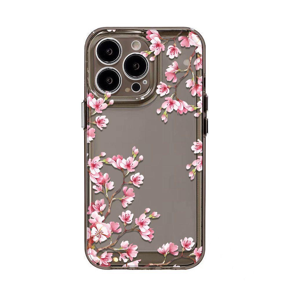 Super beautiful pink cherry blossoms for iPhone17promax Apple 16 mobile phone case 14/13 fine hole 15 all-inclusive xs