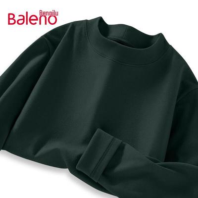 Baleno Men's Double Fleece Half-High Collar Long Sleeve T-Shirt