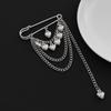 Iron Heart Brooch Pin Heart Shape Pendant Multi-Function Pin Fashion Chain Tassel Badge  Daily