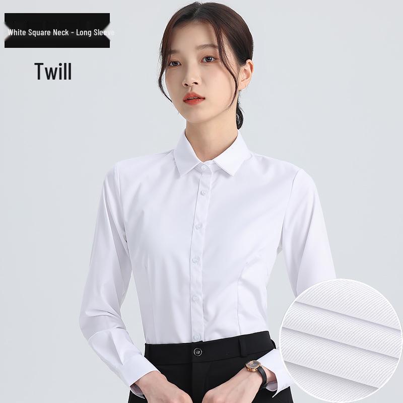 Cămașă Profesională cu Mânecă Lungă Albă pentru Femei - Primăvară/Toamnă Stil Coreean Croială Slim Top Formal