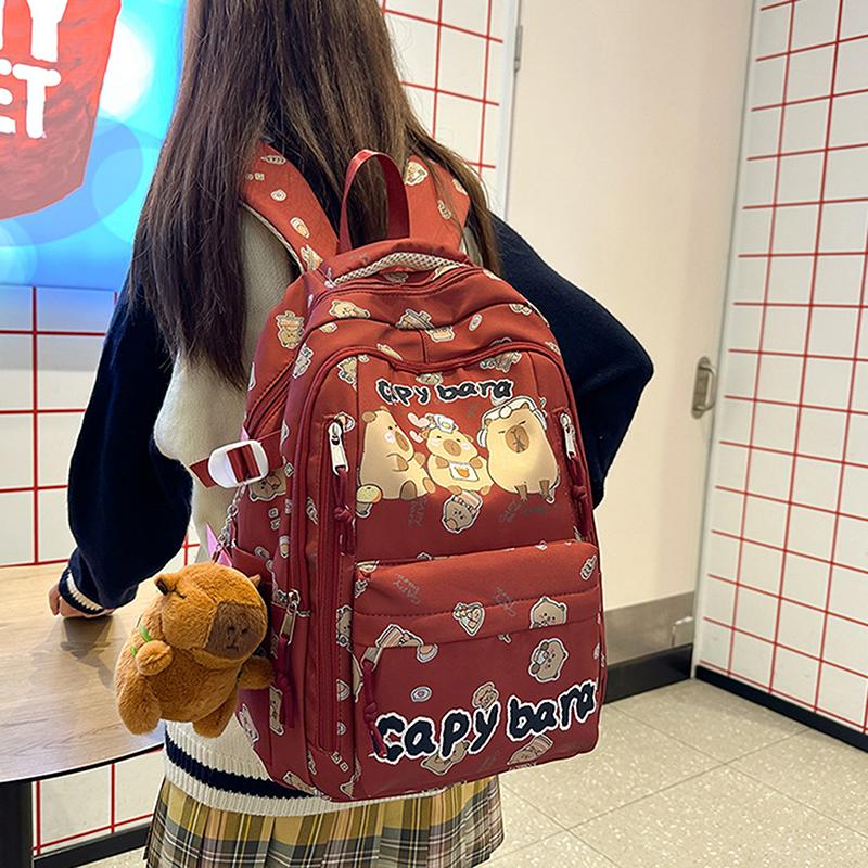Cute Capybara Backpack Cartooon Large Capacity Backpack For Girls Boys Student Teenager Children's Primary Schoolbags