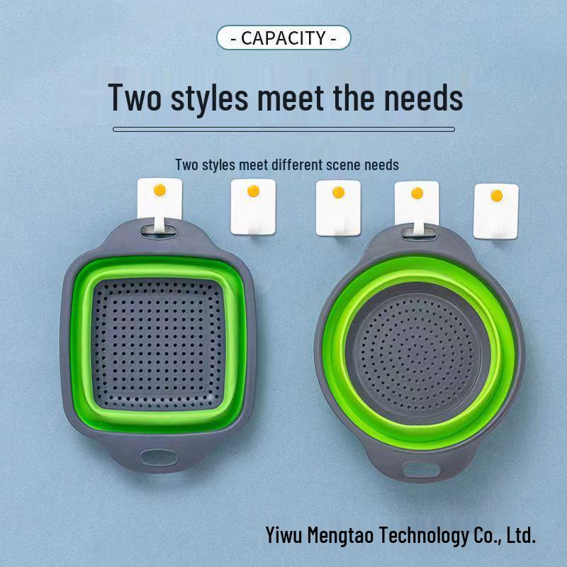 Foldable Round Vegetable & Fruit Washing Basket with Drain