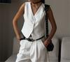 Gilet Moda Coreana Primavera Estate Nuovo Donna Corto Moda Scollo a V Senza Maniche Casual Blazer Gilet Cappotti Top Femminili