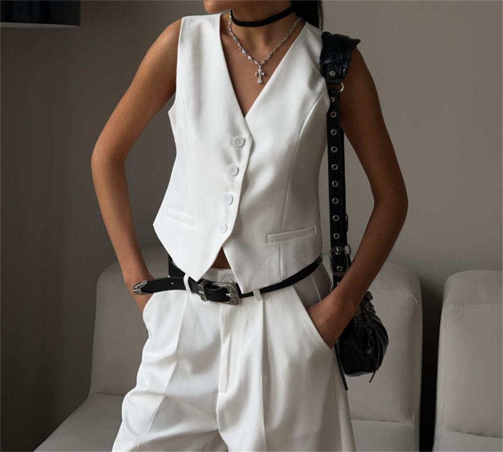 Gilet Moda Coreana Primavera Estate Nuovo Donna Corto Moda Scollo a V Senza Maniche Casual Blazer Gilet Cappotti Top Femminili