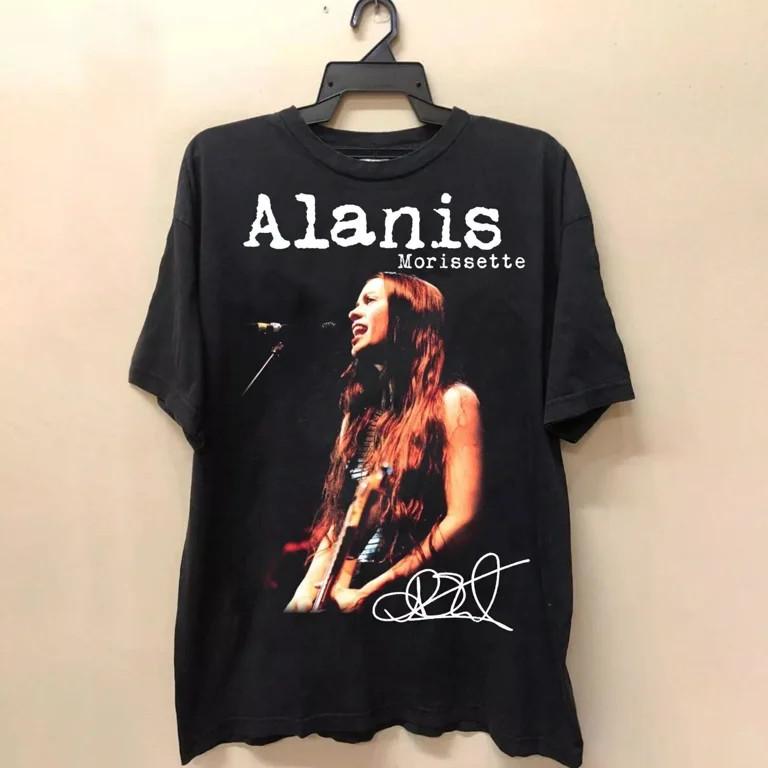 Vtg Alanis Morissette Live In Tour Cotton Black T Shirt For Men All Size TU085