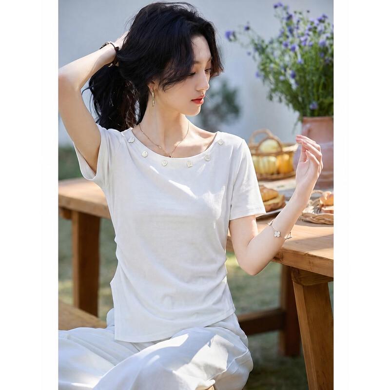 Demana Women s Asymmetrical Slit Hem T-Shirt L