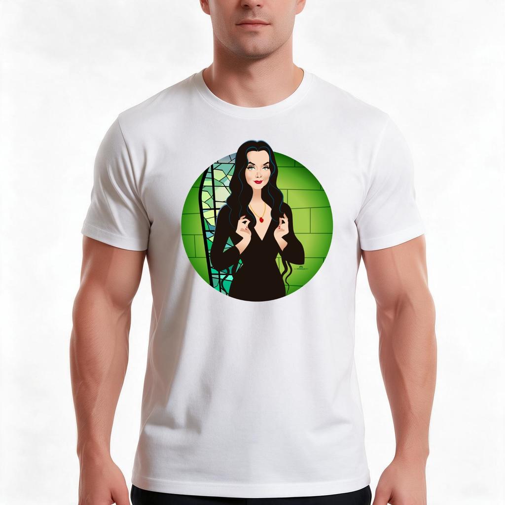 Morticia TShirt Summer Casual Cotton Tee Oversized Streetwear Tops Vintage Graphic Print Loose Fit Short Sleeve