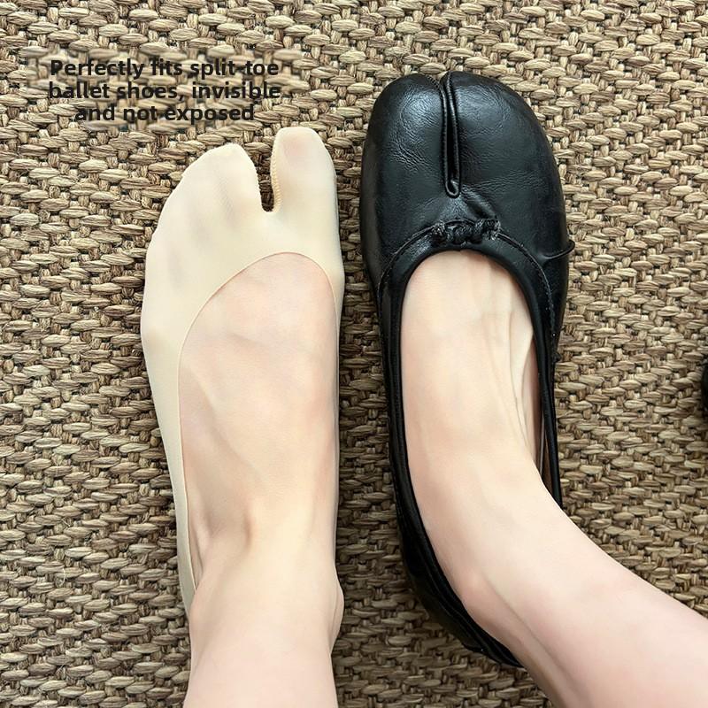 Calzini a punta divisa, Calzini invisibili da due pollici, Calzini estivi da donna, Stile zoccolo di pecora, Fondo in cotone, Antiscivolo, Tallone antiscivolo, Scarpe da barca
