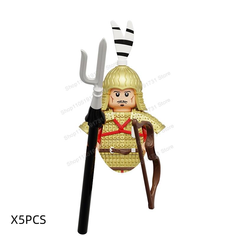 MOC Chinese Soldier Figures Building Blocks Shangzhou Dynasty Qin Dynasty Castle Warrior Knights Army Accessories Bricks Toys