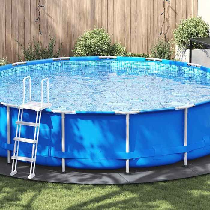 VidaXL Bâche de Piscine, Tapis de Sol Rond, Couverture de Piscine, Protection de Piscine Jardin Terrasse, Gris Clair Ø550 cm 94222