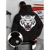 Herbst Winter Herren Kreatives Weißes Tigerkopf-Print Kapuzenpullover Locker Bequem Lässig Sport Langarm Kapuzenpullover