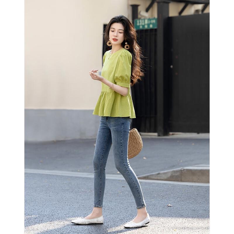 Demana Summer Puff Sleeve Cotton Blouse